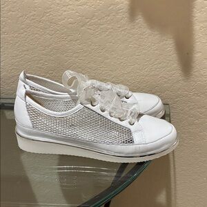 Ron White new White Mesh and leather Sneakers